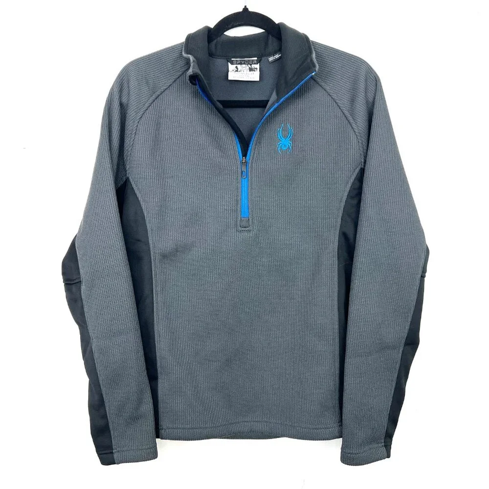 Spyder Quarter Zip Pullover Sweatshirt Fleece‎ Lined Grey Black Men's Small
